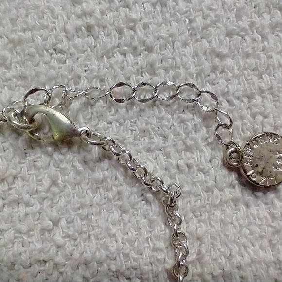 Liz Claiborne long silvertone white faceted dangle statement necklace - Picture 8 of 8